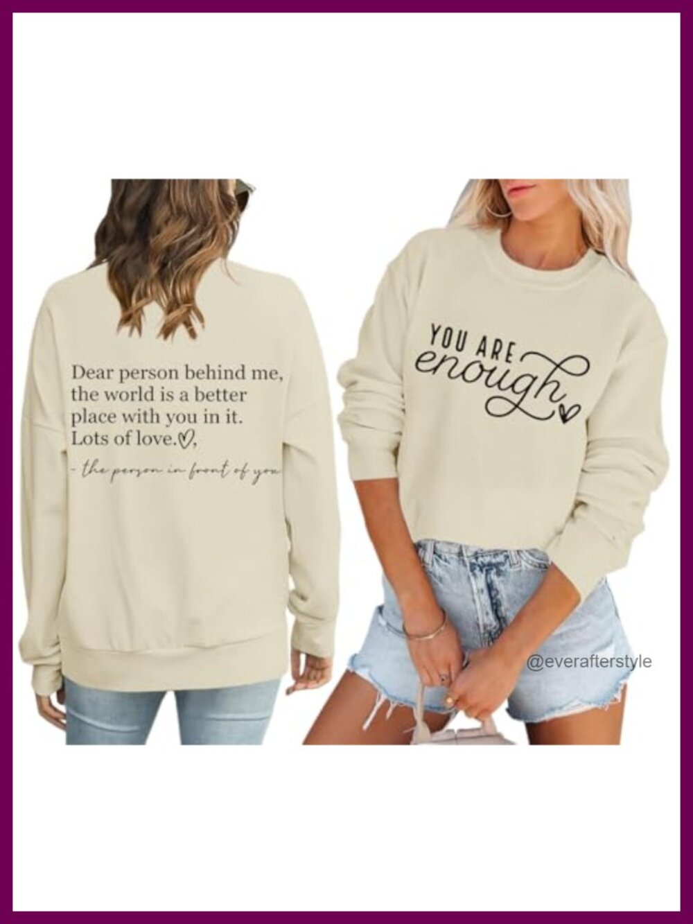 Oversized Inspirational Sweatshirt Cotton Blend Crewneck Pullover